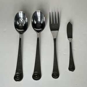 Robert Welch AMMONITE Bright Hostess Serving Set 4 Pieces Stainless Spoons Fork